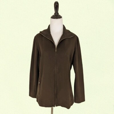 Lafayette 148 Mujer Cuello L Cremallera Frontal Marrón Algodón Lana Foto 1 de 4