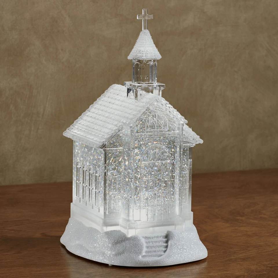 Remolino Iluminado Iglesia Navidad Invierno Estatuilla Globo de Nieve Foto 1 de 1