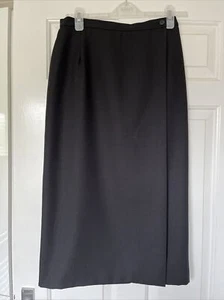 Women’s Marks & Spencer Smart Lined Wrapover Straight Skirt Size 14 Tall Black - Picture 1 of 7