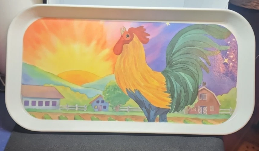 Bandeja para servir melamina Jason's 28 cm día/noche gallo hecho en Italia Foto 1 de 4