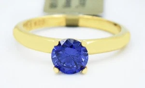 LAB CREATED TANZANITE  1.16 Cts RING 925 Sterling Silver - Yellow - NEW WITH TAG - Picture 1 of 4