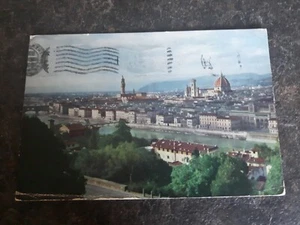 Florence View Across River Armo 13th Century Cathedral Posted Postcard - Bild 1 von 2