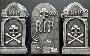 Versiegelte Halloween Deko 3er Pack Outdoor leichte wetterfeste Grabsteine - Bild 1 von 7