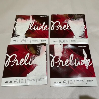 Qty 4 New D-Addario Prelude 1/2 Violin String Set J810 LOT - Image 1 of 3