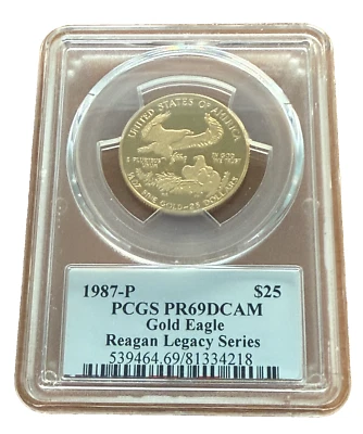 US 1987 P Gold 1/2 oz $25 PCGS PR69DCAM Proof Gold Eagle - Image 1 of 2