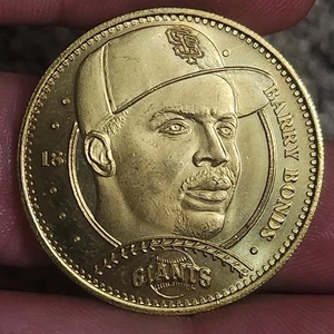 1997 Pinnacle Mint Collection Barry Bonds Gold Coin Token Metal Yankees  - Picture 1 of 3