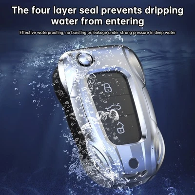 Leather Alloy Zinc Car Key Gray Case Cover Pour VW Polo Skoda - Image 1 of 4