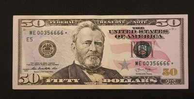 *STAR*2013-FW-D $50 DOLLAR  FEDERAL RESERVE NOTE~CRISP UNCIRCULATED  ME 00356666 - Image 1 of 4
