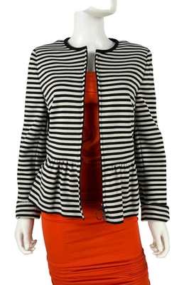 $1.5K Akris Nuevo Abrigo Chaqueta Tejido Algodón 10 US 46 IT 40 M Cremallera Negro Blanco Pasarela Foto 1 de 4