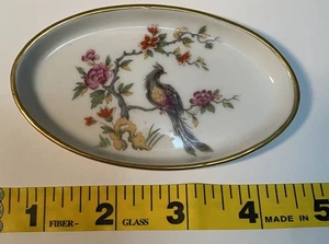 Limoges France Orlibe Painted Porcelain Trinket Tray Peacock Bird Floral Branch - Picture 1 of 5