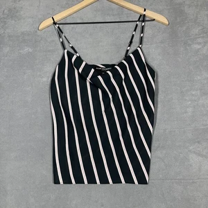 Allen Schwartz Camisole Top Damen XS schwarz gestreift Wasserfallausschnitt ärmellos neu mit Etikett - Bild 1 von 9