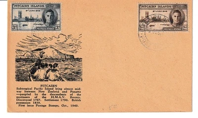1946 PITCAIRN ISLANDS FIRST DAY ISSUE COVER CACHET FOUNDING HISTORY - Image 1 of 2