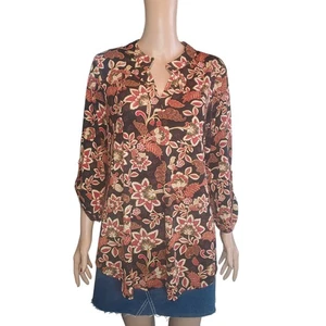 NEW Dear Scarlett Size L Woman's Lizzy Relaxed Flowy High Low Blouse Dark Floral - Picture 1 of 10