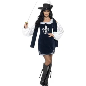 Smiffys Musketeer Female Costume, Navy (Size S) - Picture 1 of 1