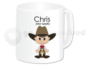 Personalised Gift Plastic Cowboy Mug Name Cup Children Boy Birthday Christmas - Picture 1 of 1