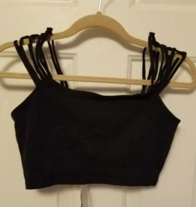 NEW Blue Cabana strappy crop top size M color Black - Picture 1 of 3