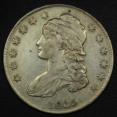 1835 Capped Bust Silver Half Dollar - Cleaned Cover