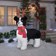 6' GEMMY BORDER COLLIE WITH PLUSH MATERIAL Airblown Lighted Yard Inflatable