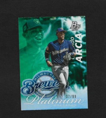 Bowman Platinum Orlando Arcia Platinum Presence 2017 verde paralelo 37/99 Foto 1 de 2