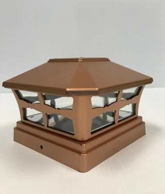 NTERTAINMENT HOUSE 2/4/6/8/10/12pcs Outdoor Copper Color Plastic Solar Post Cap Light with One LED
