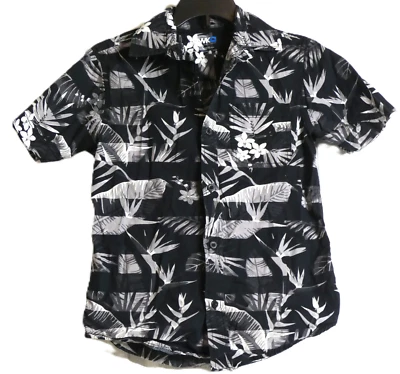 Hawk Boys Shirt Size S 100% Cotton Black White Hawaiian Pattern British - Image 1 of 4