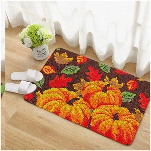 Pumpkin Patch Thanksgiving DIY Latch Hook Kit - Fun & Easy Crochet Yarn Rug for - Picture 1 of 7