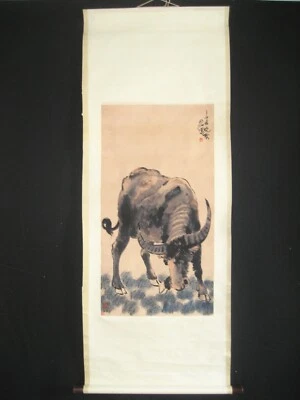 Excellent Chinese Scroll Painting buffalo By Xu Beihong 徐悲鸿  水牛 — 第 1/4 张图片