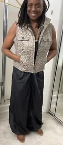 Live A Little Leather Faux Fur Leopard Print Vest - SizeXL - Picture 1 of 11
