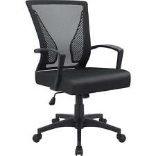 Mid-Back Office Desk Chair Ergonomic Mesh Task Chair with Lumbar Support, Black