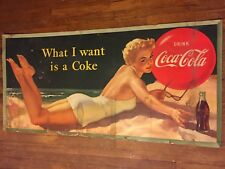 1952 Coca Cola / Coke Cardboard Sign 27-1/2