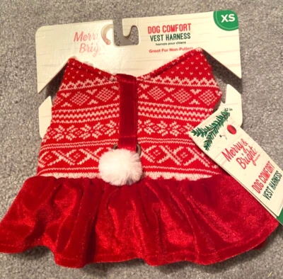 TOP PAW MERRY AND BRIGHT (NWT) Merry & Bright DOG COMFORT Vest Harness CHRISTMAS Dress Size XS Free Ship