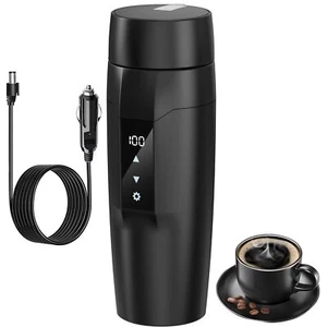 Black 350ml Portable Car Heating Cup 12V 80W Travel Electric Kettle Steel Liner - Picture 1 of 8