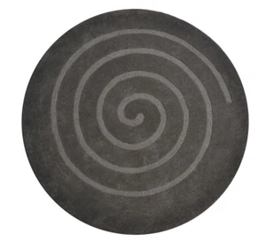 Handwoven Round Wool Rug - Swirl - Ash Grey - Picture 1 of 7