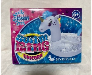 Splash Buddies CSwim Ring Unicorn 51″x 33.5"″x 33.5″ Rainbow and Glitter - Picture 1 of 4
