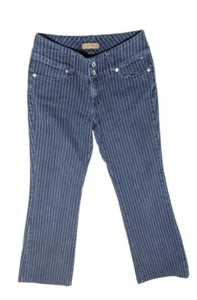 Youth Girls 2003 Tommy Hilfiger Pinstripe Dark Blue Jeans Sz 5 Bootcut - Picture 1 of 9