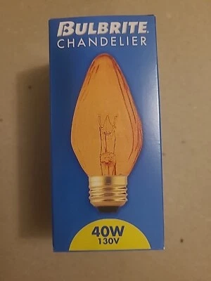 Bulbrite 40F15A 40W Fiesta Style Chandelier Bulb, Standard Base, Amber #421240 - Image 1 of 4