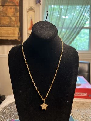 Joan Rivers Blue  Enamel Stars 2 Sided Crystal 24" Chain Signed Goldtone - Image 1 of 4