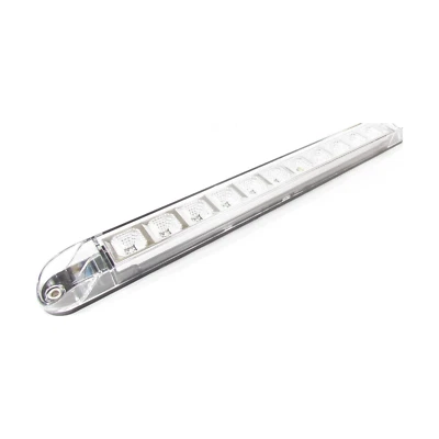 Barra de Luz LED Ámbar Fortpro 17" x 1-3/8" con 11 LED, Lente Transparente y Cromada Re Foto 1 de 3