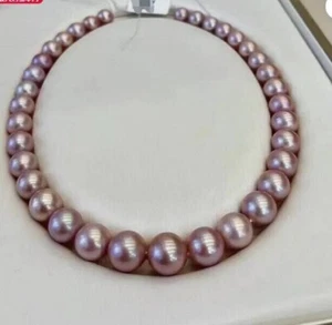Fine Jewelry18 inch AAAA Japanese Akoya 9-10mm Purple pearl Necklace 925s clasp - Picture 1 of 4