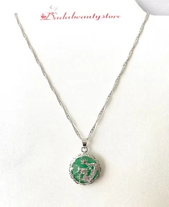 Fashion necklace with pendant green jade imitation lucky dragon - Picture 1 of 5