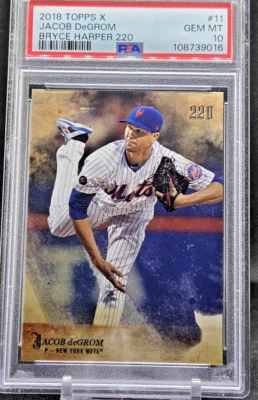 2018 Topps X Bryce Harper 220 Second to None Jacob deGrom #11 PSA Gem MT 10 - Image 1 of 2