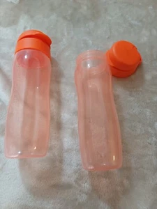 BN Tupperware 2x orange 500ml eco water bottles with flip cap lip - Picture 1 of 5