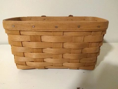 Small Basket 9 x 3 x 5  Handwoven 1988 brown wall hanging longaberger Cover