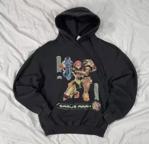 Metroid Black Nintendo Hoodie Men's Small Official Samus Aran Hoodie - Picture 1 of 5