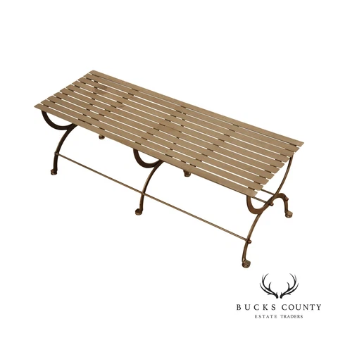 Industrial Style Steel Slatted X Base Bench Cover