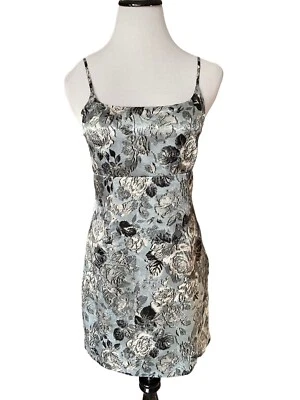 Wild Fable Womens Rose Satin Notch Slip Dress Size S Blue Silver Romantic Grunge - Image 1 of 4