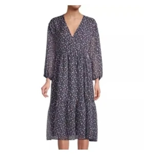 Abito midi Madewell foderato con cravatta in vita Harvest Vine Deep Navy taglia small bohemien - Foto 1 di 7