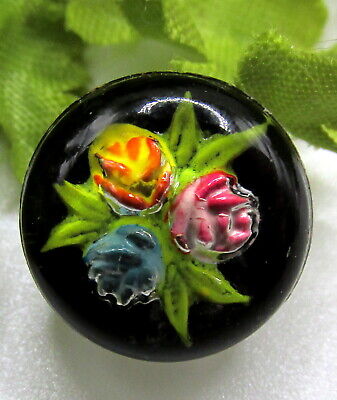 Small Vtg. 2 Pc. Paperweight Button W/ Bouquet Of Flowers C19 • 3.83$