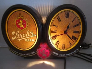 VINTAGE STROH’S BEER CLOCK & ILUMINATE SIGN CASH REGISTER DISPLAY 12” W 1960's - Picture 1 of 15