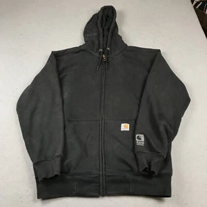 Carhartt Hoodie Mens Medium Black Sweatshirt Rain Defender Workwear Original Zip - Picture 1 of 11